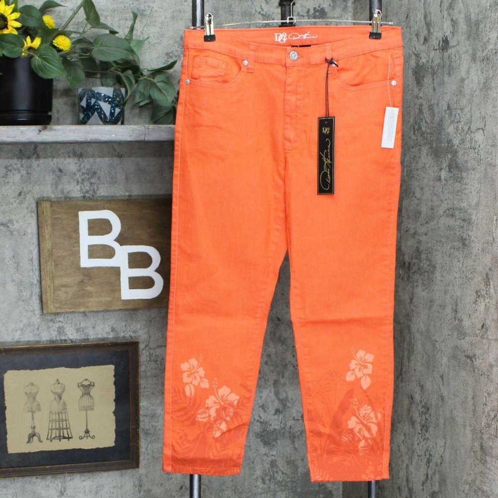 NWT DG2 Printed Skinny Jeans 16P Strawberry Orange - Picture 3 of 8